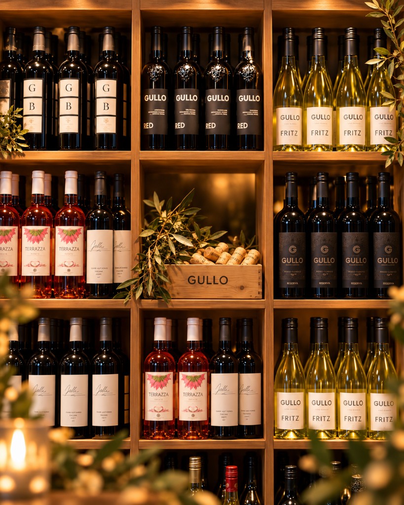 Weinregal der Cantina Gullo