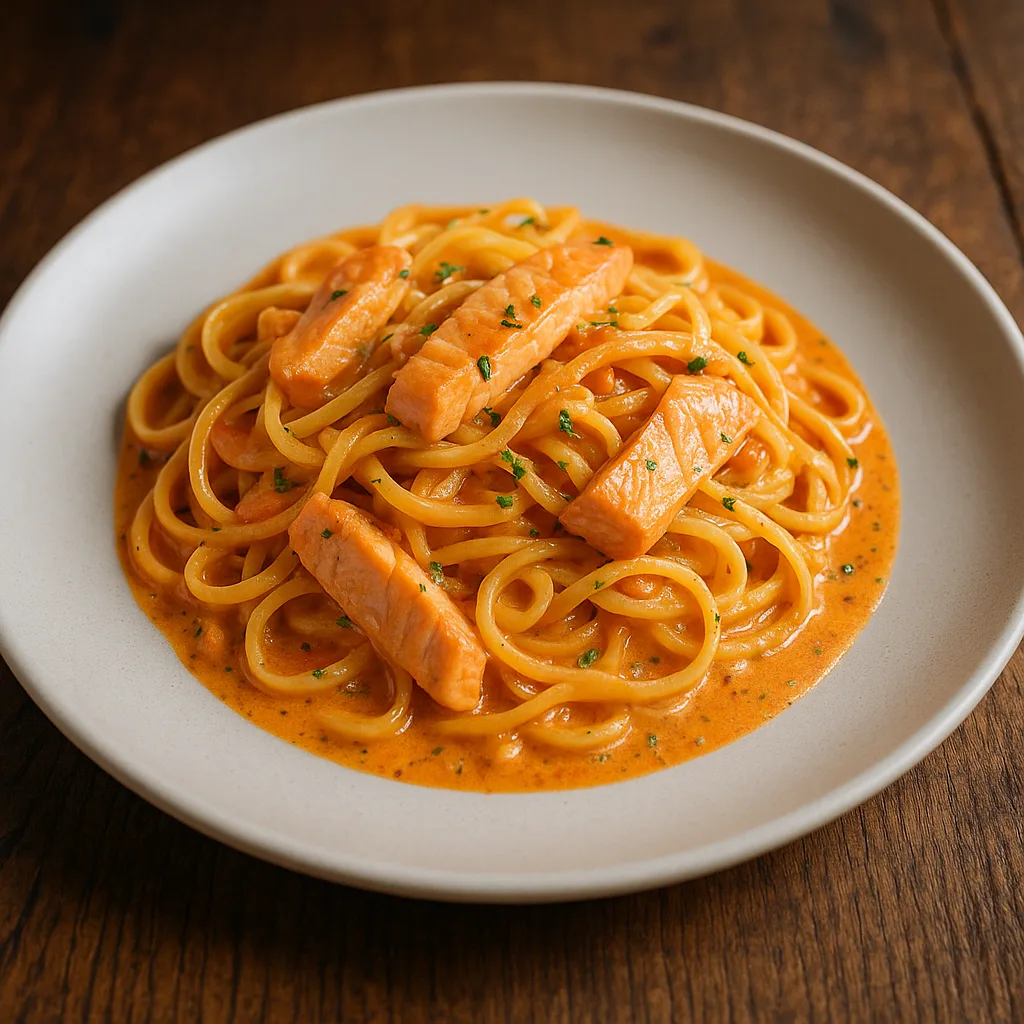 Pasta mit Lachsstreifen